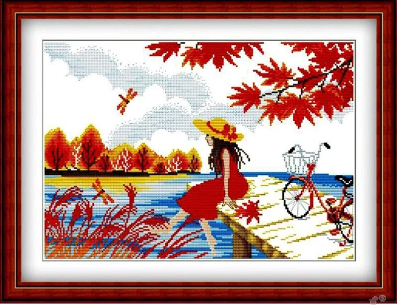 Набор для вышивки крестиком QIANZEHUI сделай сам на осень с изображением персонажей