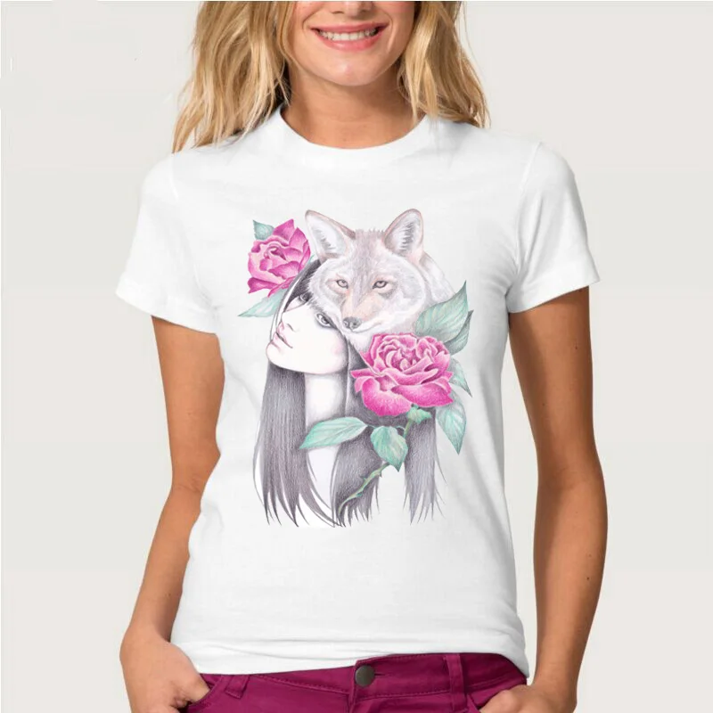 Женская Винтажная Футболка с принтом совы волка и леса|Футболки| |