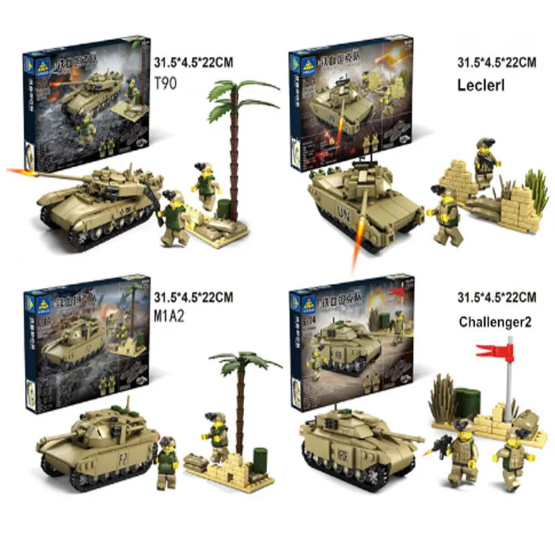 LWKO Abrams Leclair M1A2 Танк 4 в 1 Mammonth строительные блоки модель игрушки Конструктор