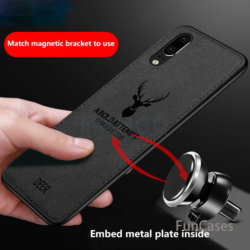 Модный тканевый объемный чехол из ТПУ с текстурой оленя на магните для huawei P20 Pro со