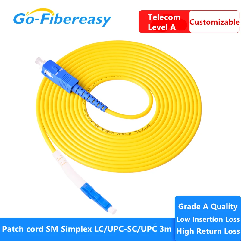 10 шт. волоконный оптический патч корд ftth LC/UPC SC/UPC Одномодовый Simplex ПВХ кабель 3 0 мм