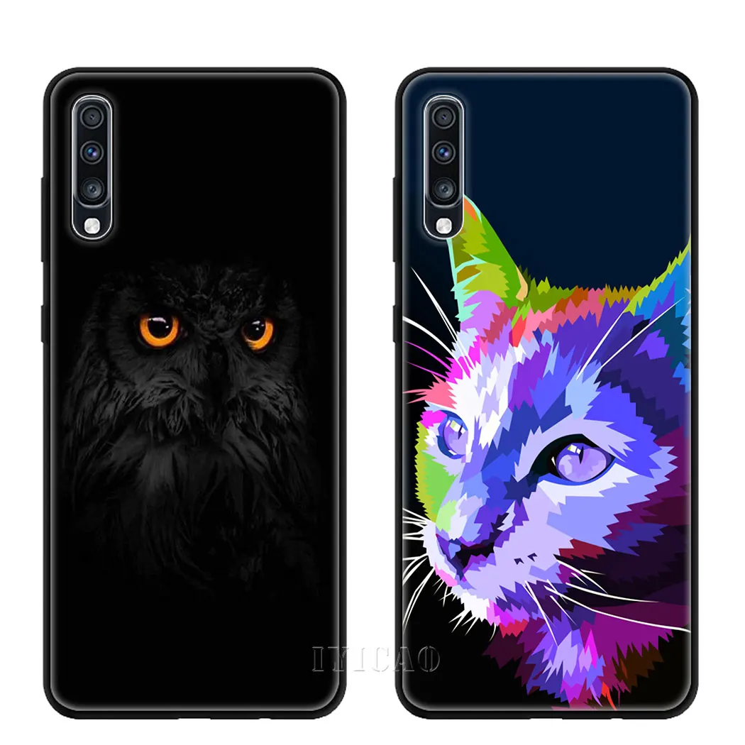 Мягкий чехол IYICAO eyes in black Cat Owl для телефона samsung Galaxy A9 A8 A7 A6 2018 Plus A3 A5 2016 2017 |