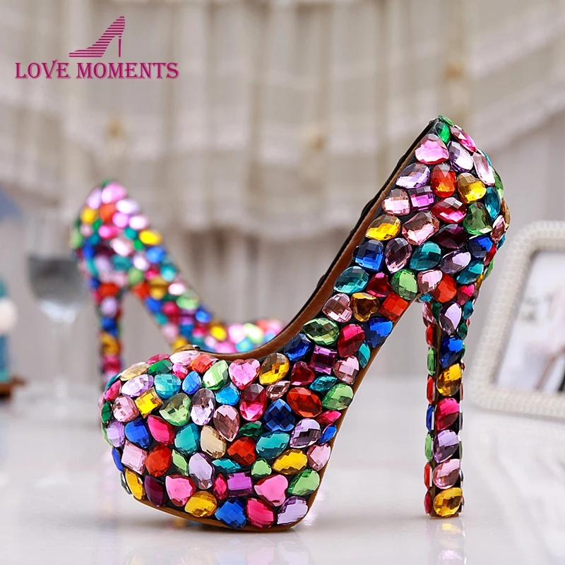 

New Arrival Round Toe Sparkling Performance Shoes Party Prom High Heel Shoes Bridal Wedding Shoes Unique Bridesmaid Shoes Pumps