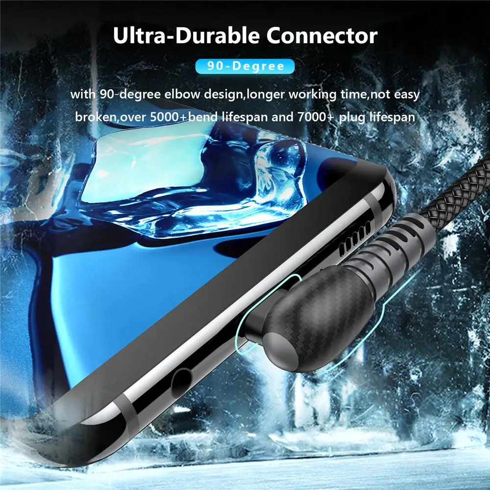 TIEGEM Micro USB кабель 2.4A кабель для быстрой зарядки 90 градусов мобильный телефон USB кабель для samsung Xiaomi huawei Android 0,3 м 1 м 2 м