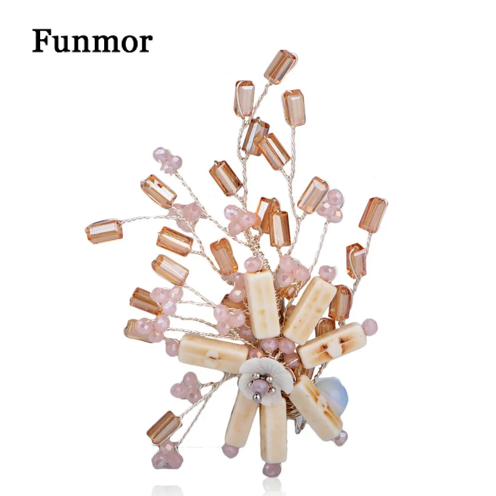 FUNMOR Медная брошь в виде ракушки цветов булавки специальный дизайн Стразы бусины