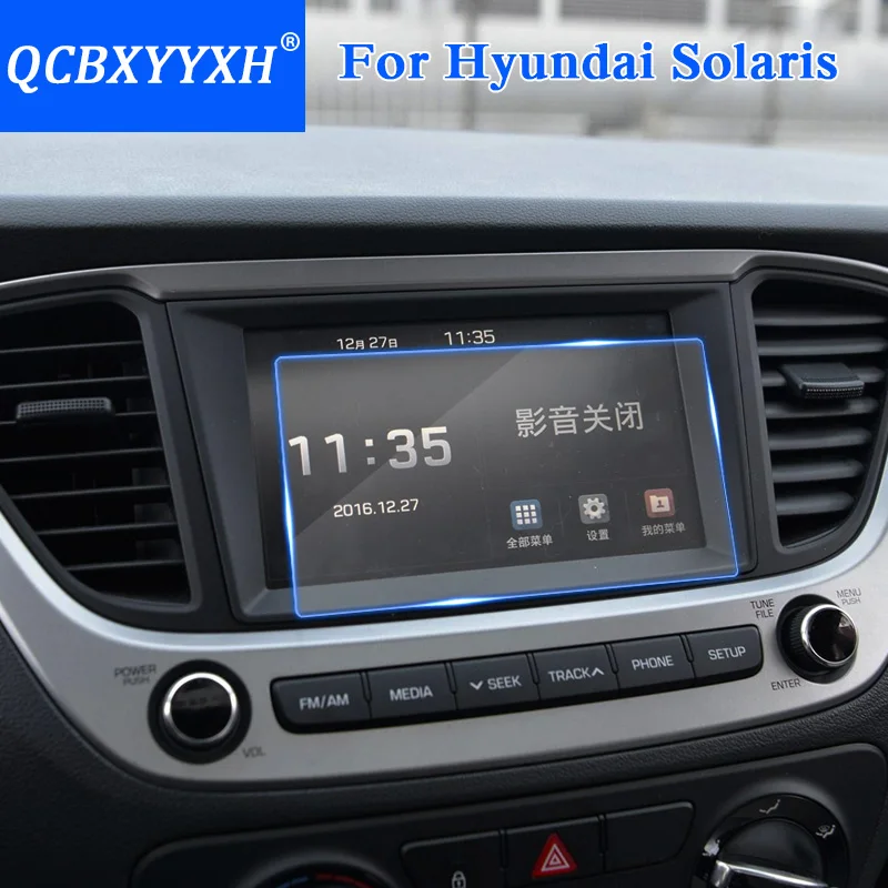 Стеклянная защитная пленка QCBXYYXH для Hyundai Solaris Стайлинг автомобиля GPS навигация