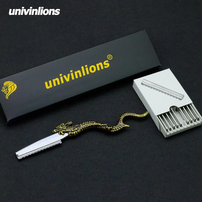 Univinlions нержавеющий Дракон прямое бритвенное лезвие для укладки волос Парикмахерские ножницы для прореживания бритвы Стрижка Салон бритвы для волос парикмахерская