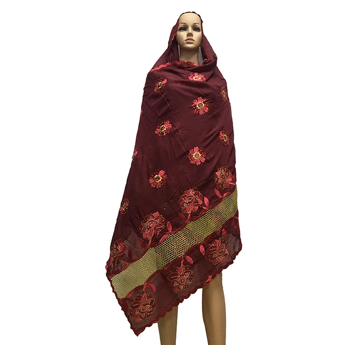 Новый Африканский шарф с вышивкой Wonen женский Cottob мусульманский больших размеров