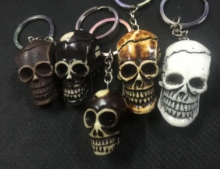 12 PCS Yqtdmy Vintage Imitation Mixed Color Gothic Skull Head Biker Keychain | Украшения и аксессуары