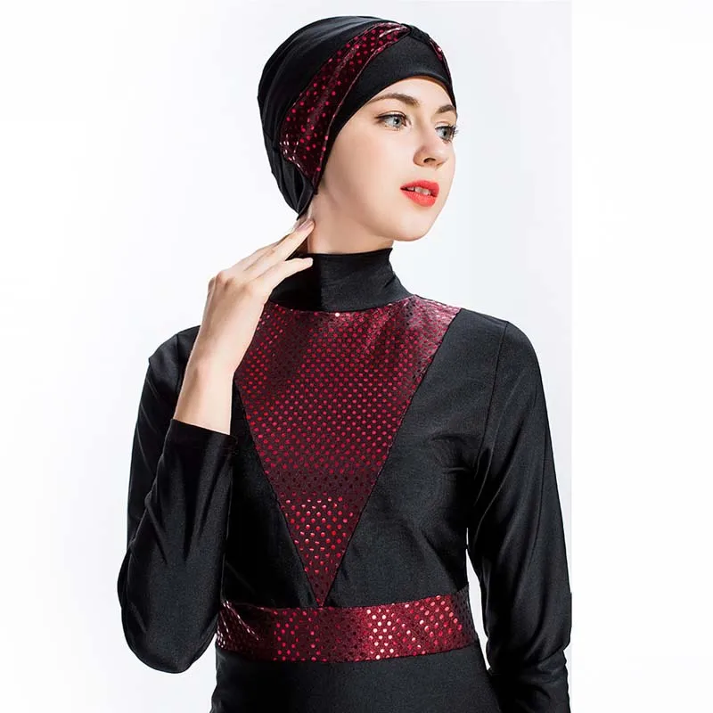 BAILUNMA Плюс Размер Burkinis Мусульманский купальник с принтом исламский женский Мусульманский купальник с полным покрытием скромный купальный костюм с хиджабом костюм 066