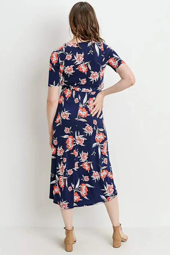 Женское платье для беременных длинное из полиэстера с v-образным вырезом и