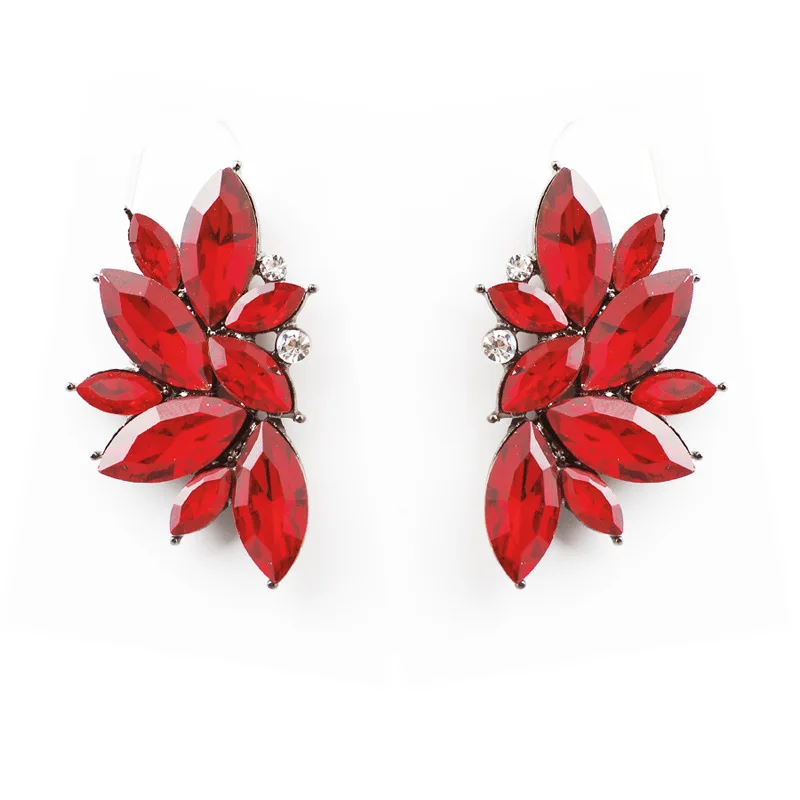 2018 новые женские модные крылья серьги горный хрусталь красный/розовое стекло
