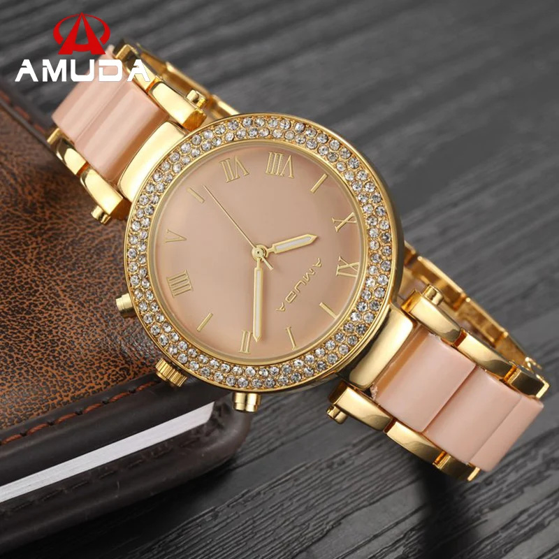 Бренд AMUDA Relogio Feminino женские кварцевые часы с бриллиантами Женские Модные