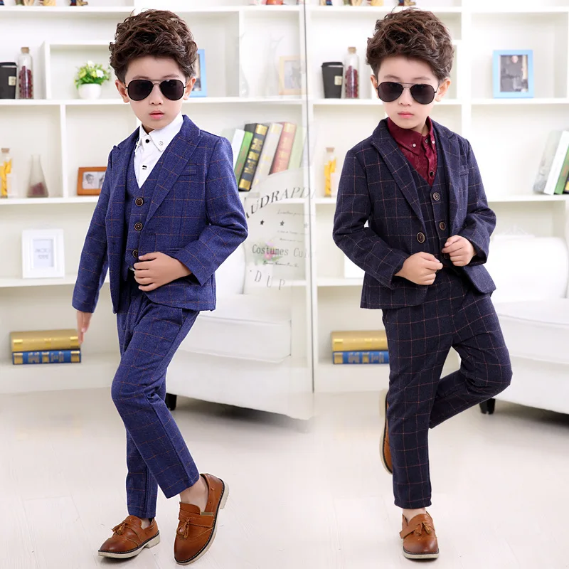 Блейзер для мальчиков 3 предмета (пиджак + жилет брюки) свадебные костюмы деловой