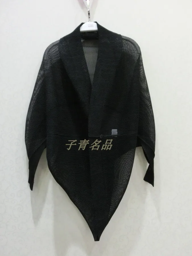 Changpleat, осенняя Женская шаль на одной пуговице, куртки Miyak, плиссированный дизайн, длинный рукав, однотонное Женское пальто, кардиган, модный стиль