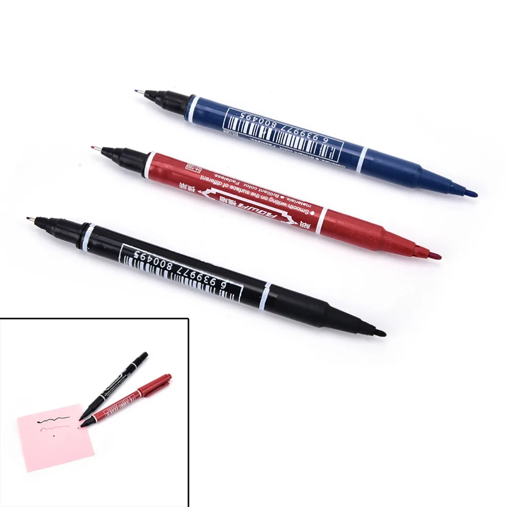 

3 Colors Double Hand Marker Pens Waterproof Ink Portable Fine Colour Marker Pen
