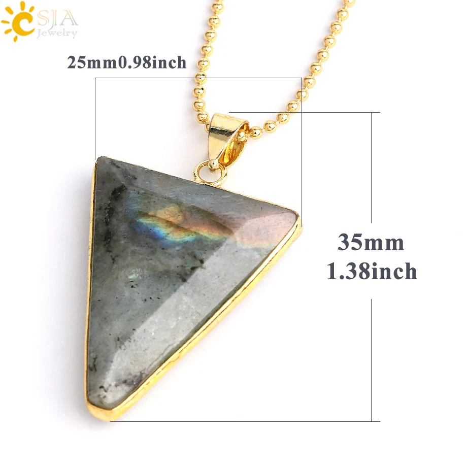 K Necklace Csja Spectrolite Лабрадорит капли воды колье с кулонами треугольной формы подвески натуральный лунный камень золотой цвет Цепи разноцветные ювелирные изделия E388 - Окраска металла: K Necklace