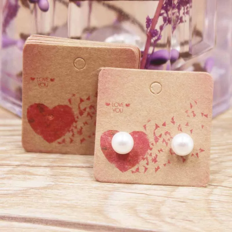 card same as pic 50 шт. маленькие серьги в форме Ловца снов, бумажная посылка, открытка, ручная работа/цветок/романтическое сердце, элегантные серьги-гвоздики - Цвет: card same as pic