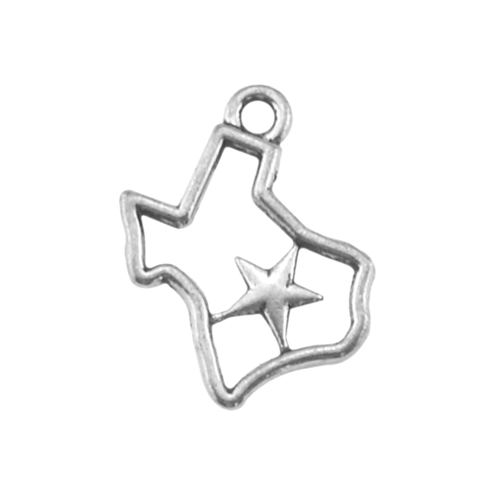My shape Star подвеска из цинкового сплава с выемкой техасской карты шармов со
