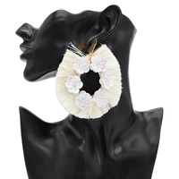 5 colors bohemian short tassel tribal drop earrings acrylic sequins flower cute dangle earrings for women jewelry ear accessory