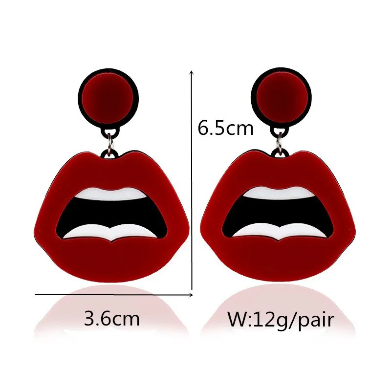 2019 New Unique Sexy Red Lips Geometric Stud Earrings Acrylic Lip Shaped Long Earing For Women Hip Hop Night Club Dancer Jewelry | Украшения