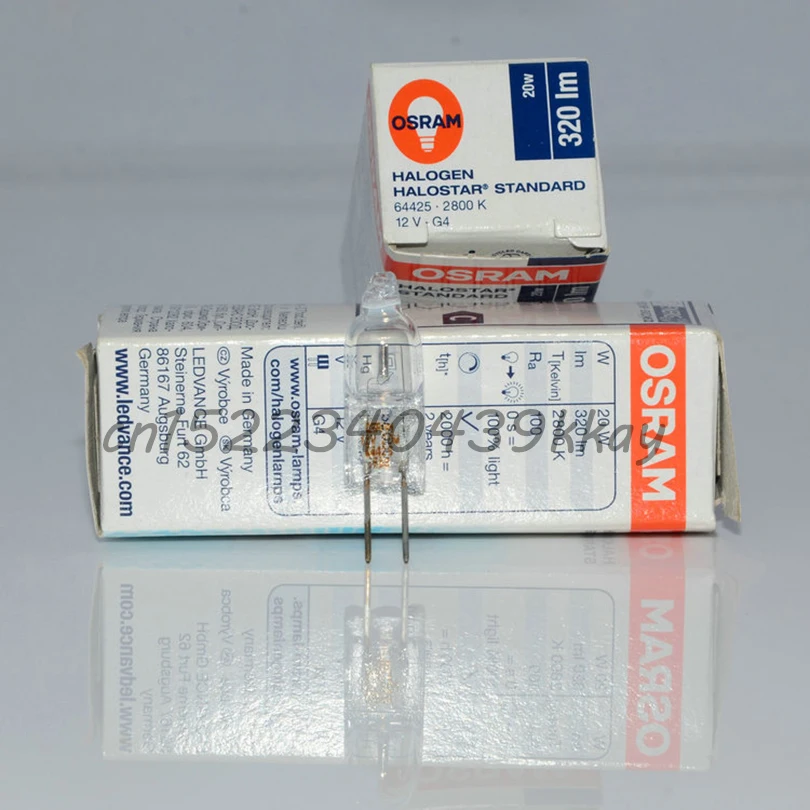 Osram 64425 12V 20W лампа, галостарный стандарт, 2800K 320LM, микроскоп общего освещения, 12V20W G4 Вольфрамовая галогенная лампа