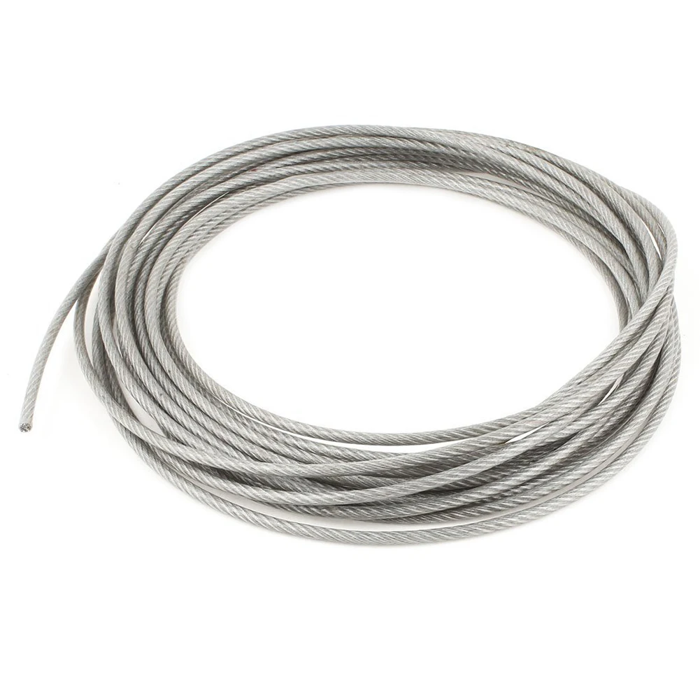 

GTBL 5mm Dia Steel PVC Coated, Flexible Wire Rope Cable 10 Meters Transparent + Silver