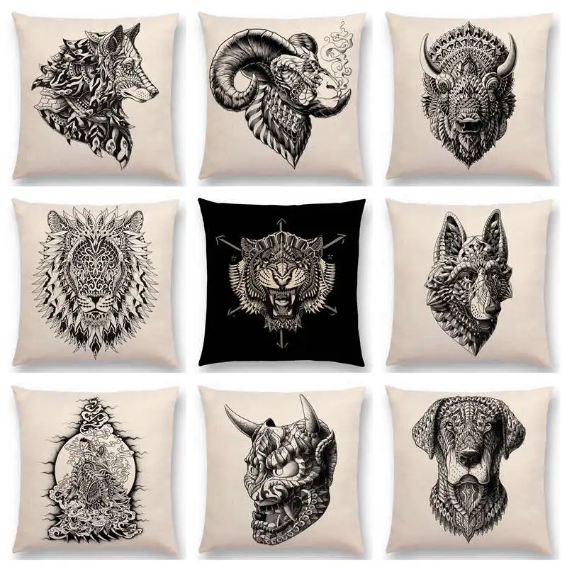 Оригинальный чехол на диванную подушку с рисунками животных бесплатная