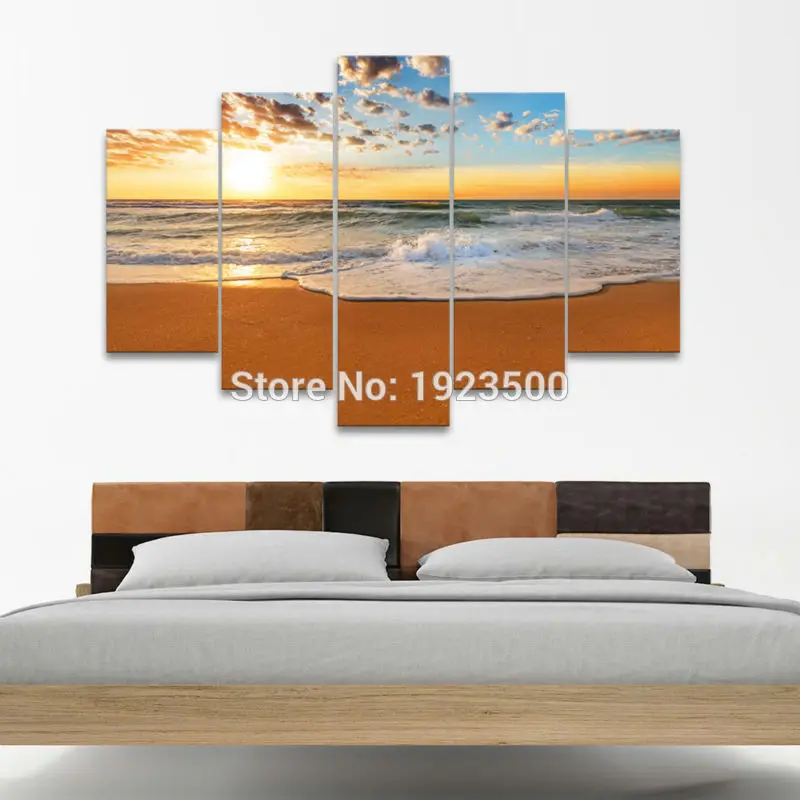 Декоративные Современные Wall Art Холст Живопись Модульные Морской Пейзаж Закат