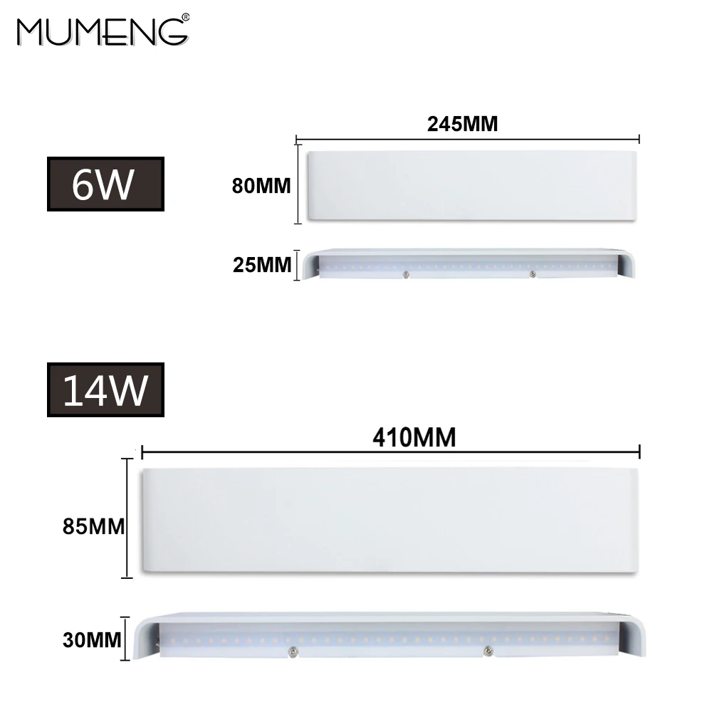 mumeng LED Modern Wall Lamps 6W 14W Mirror Light Aluminum Lamp 90-265V Livingroom Bathroom Hallway Stairs bedside Sconce | Лампы и