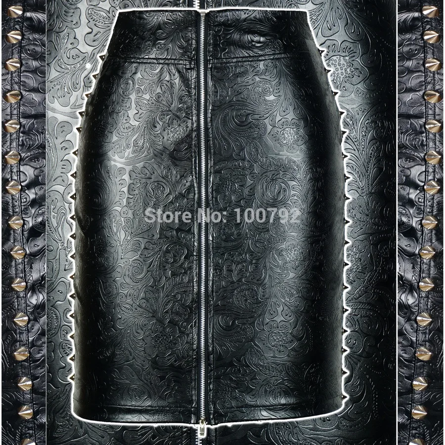 Новинка 2016 Женская юбка карандаш с двумя боковыми металлическими заклепками и