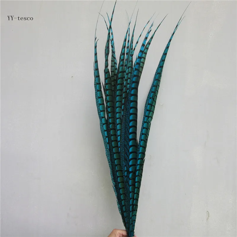 

YY-tesco 50pcs/lot natural lady Amherst pheasant feather 80-90CM 32-36 inch ornament wedding decoration Blue pheasant feathers