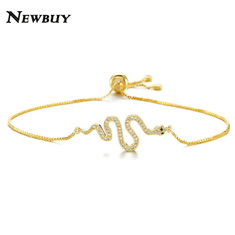 NEWBUY Мода подвеска в виде Змеи Браслеты для элегантных женщин прозрачный кубический цирконий браслет и браслет Регулируемые Браслеты Mujer - Окраска металла: NBSL028
