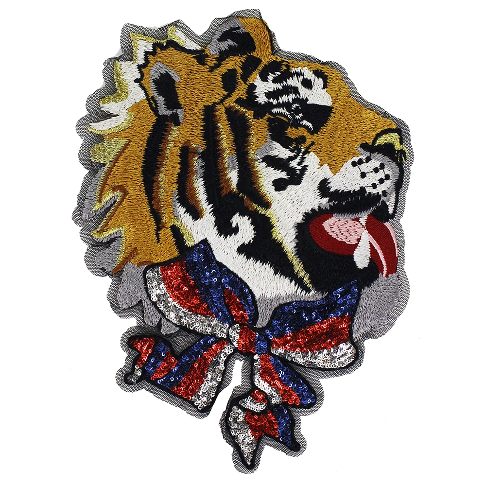 Fashion Cool Big Large Yellow Tiger bow Flowers Patch Applique Badge Clothes sew on Patches for | Дом и сад