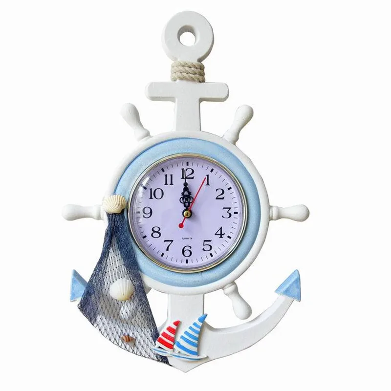 DIY электронные настенные часы Reloj средиземноморские деревянные парусный руль
