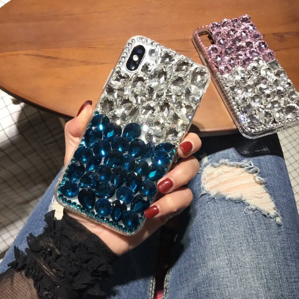 Чехол для iPhone XS Max XR X блестящий прозрачный мягкий чехол со стразами 5S 6S 7 8 Plus 11 Pro