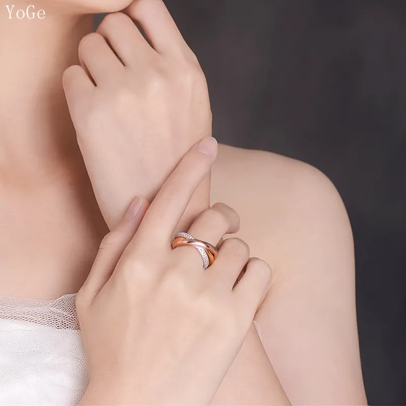 Ювелирные изделия YoGe для свадьбы и вечерние R3666 роскошное кольцо с тройным