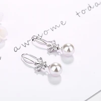 fashion floral pearl long earrings for women