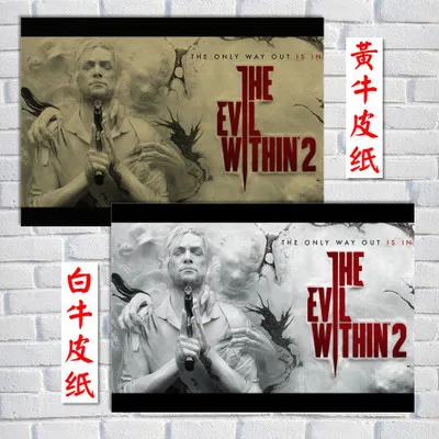 Светло-желтый The Evil inside 2 крафт-бумага художественный плакат Бар Кафе Stampa di Pittura Decorativa Брендовое домашнее искусство - Цвет: Светло-желтый