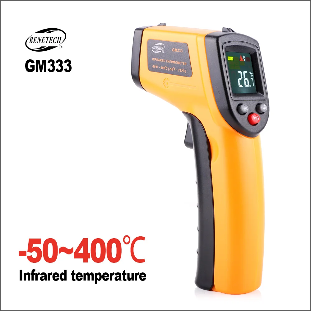 GM333-BENETECH BENETECH HD цветной экран Инфракрасный термометр бесконтактный датчик температуры GM333A Ручной цифровой лазерный ИК термометр - Цвет: GM333-BENETECH