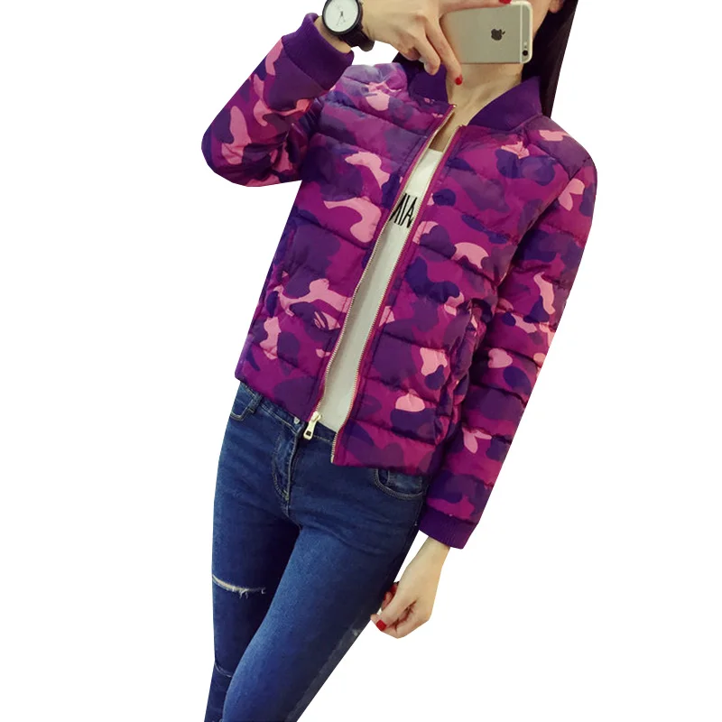 Осенне зимняя парка Женская камуфляжная куртка бомбер хлопковое Стеганое пальто