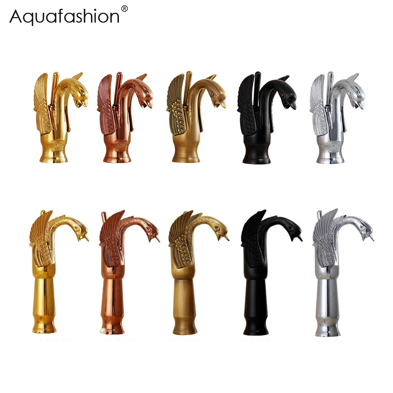 Смеситель в винтажном стиле Лебедь позолоченный смеситель для умывальника