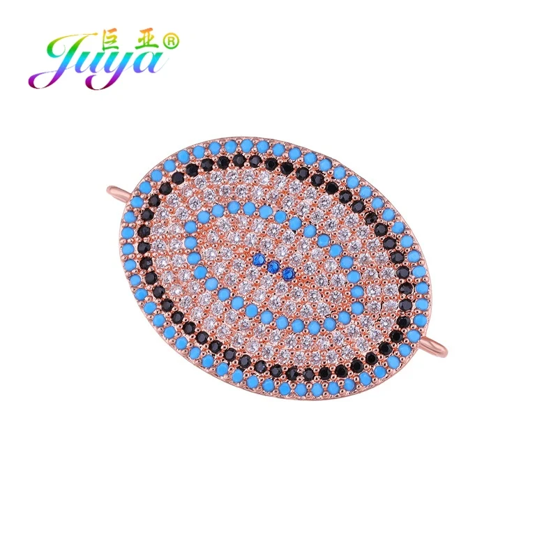 Rose Gold Juya DIY Красочные Кристаллы Классические Ювелирные компоненты греческий сглаза талисманы Разъем аксессуары для женщин мужчин Изготовление ювелирных изделий - Цвет: Rose Gold