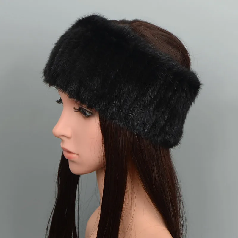 black Женские вязаные шарфы с кольцом, 25 см, натуральный мех, натуральный мех, шарфы, женские шарфы, женские шали из меха норки для женщин - Цвет: black