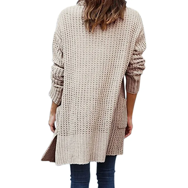 Женский кардиган с отложным воротником LOGAMI вязаный длинным рукавом длинный