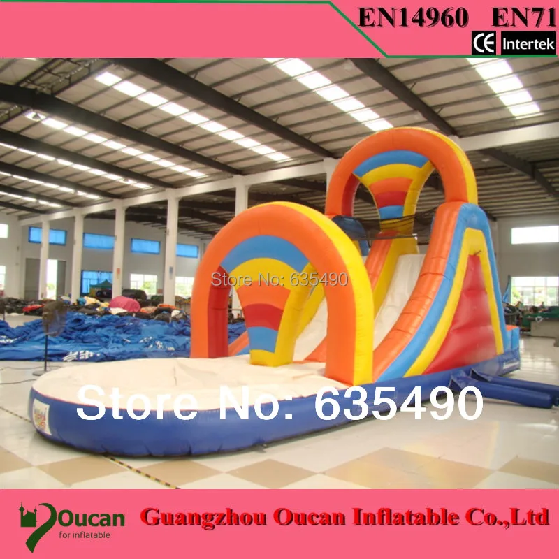 

PVC tarpaulin inflatable slide with pool for kids, children inflatable slide