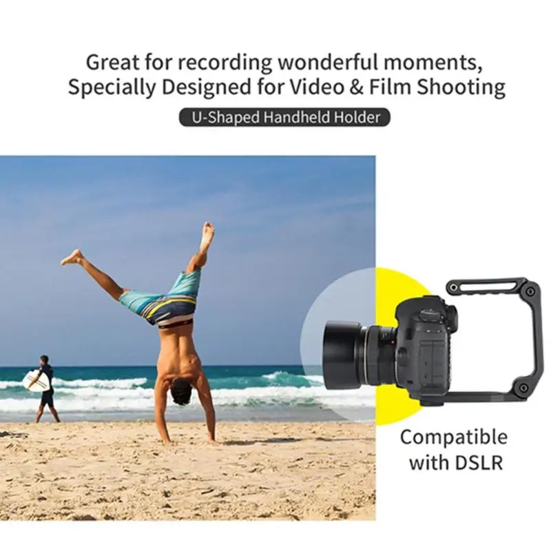 1/4 винтовой устойчивый Ручной Стабилизатор камеры U Grip камера DSLR ручка кронштейн w/Mic светодиодный порт камеры s DSLR видео аксессуары
