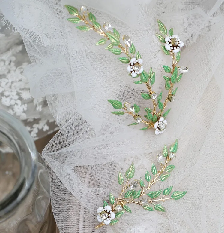Jonnafe vintage зеленый лист с цветочками для взрослых головной убор женщин