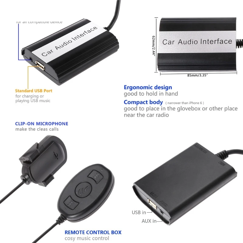 Автомобильные наборы громкой связи Bluetooth MP3 музыка AUX адаптер автомобильный аудио