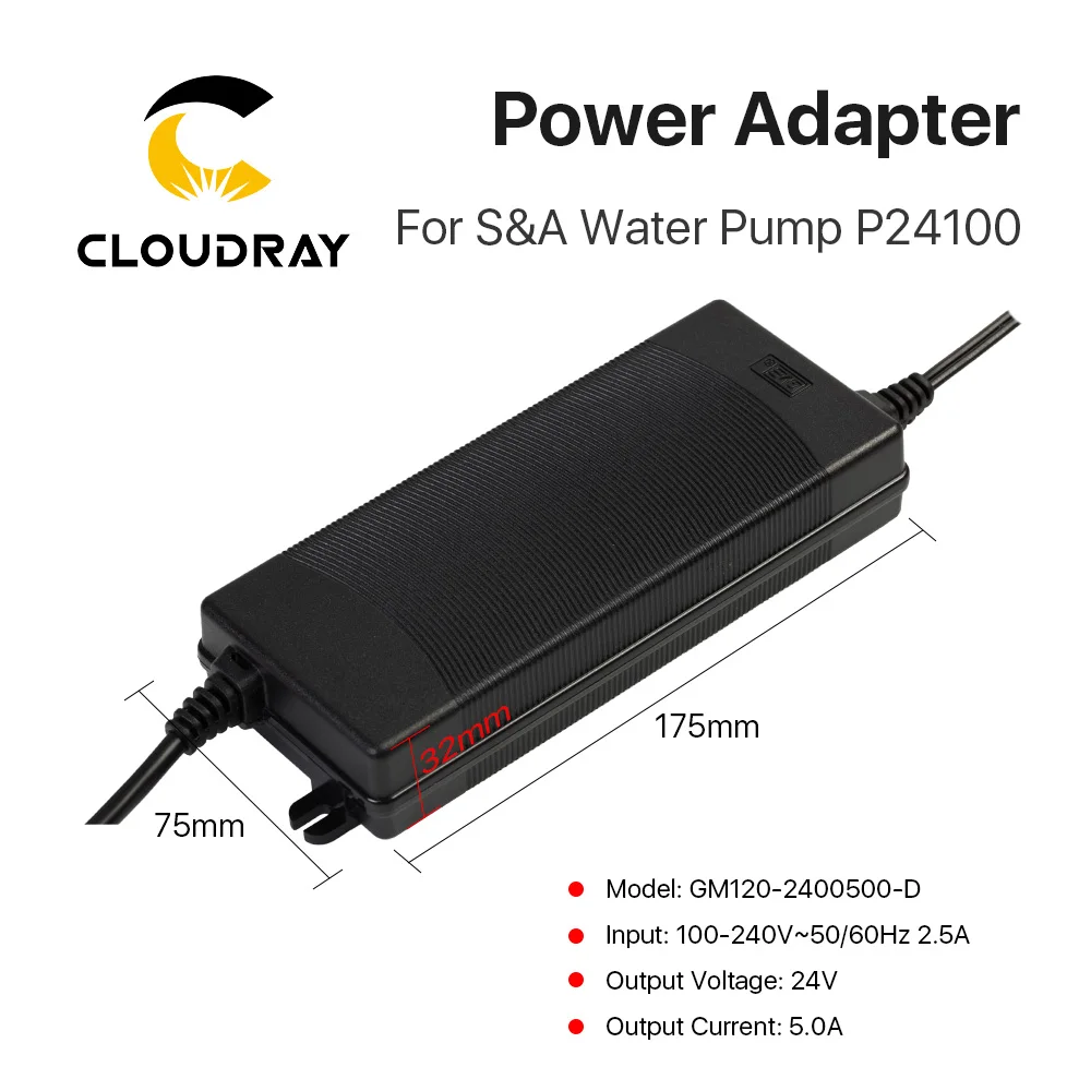 Адаптер питания Cloudray для водяного насоса S & A 24 В 1 5 А 2 P24100 P2450 P2430|Запчасти